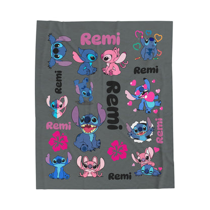 Personalized Stitch Plush Blanket | Cozy Cartoon Throw for Kids | Perfect Gift for Birthdays & Celebrations