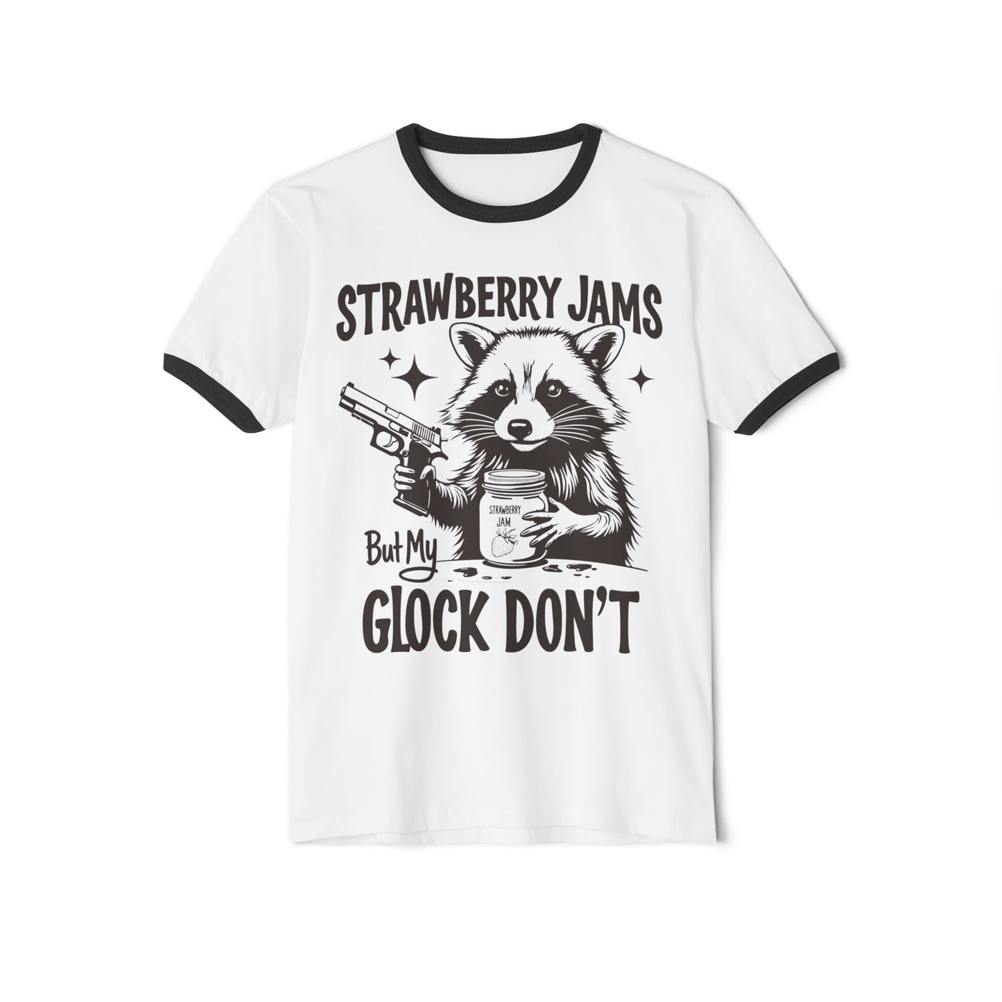 "Strawberry Jams But My Glock Don't" Cotton Ringer Tee